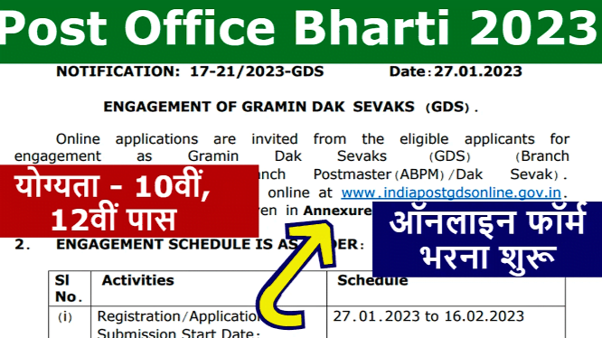 Post Office Bharti 2023 for 10th and 12th pass, apply here soon